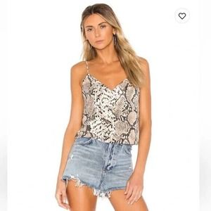 Superdown Snakeskin Print Crop Open Back Blouse Top Size Small